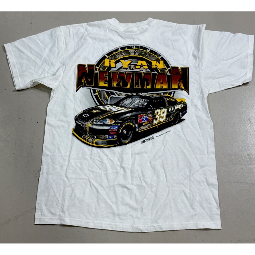 Ryan Newman #39 Stewart Haas Racing Vintage Chase Army White Men's Shirt L  NEW
